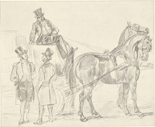 POWÓZ Z KOŃMI (rysunek ołówkiem) 1832- 1837 (WŁASNOŚĆ p. KONSTANTOWEJ JAGNIŃSKIEJ)