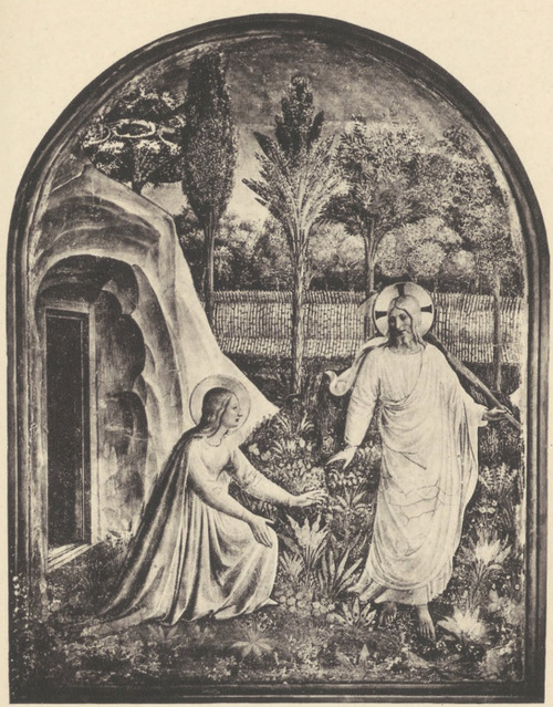 Fra Angelico: Chrystus jako ogrodnik ukazuje się Magdalenie. (San Marco, Florencja).