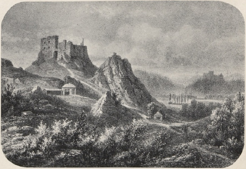 Czorsztyn i Niedzica. (10,5X15,3 cm.) Litogr. A. Dzwonkowskiego i Sp. Rys. Schoppe.