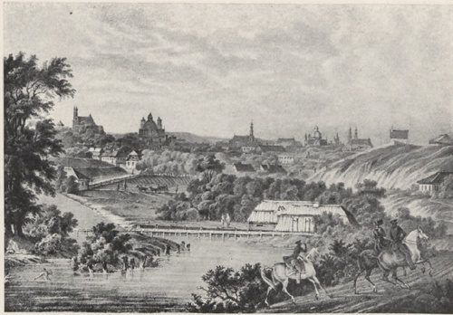 Widok miasta Wilna. (22,5X 32,3 cm.) Litografia Przybylskiego. Rys. K. Raczyński.