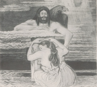 ZEUS I TETIS (Rys. kredką do Iliady) 1897 ZEUS ET TETHYS (Illustration pour I ’lliade) 1897