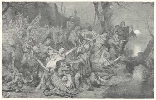 SZKIC RYSUNKOWY DO OBRAZU: “OFIARY WOJOWNIKÓW ŚWIATOSŁAWA”. 1882