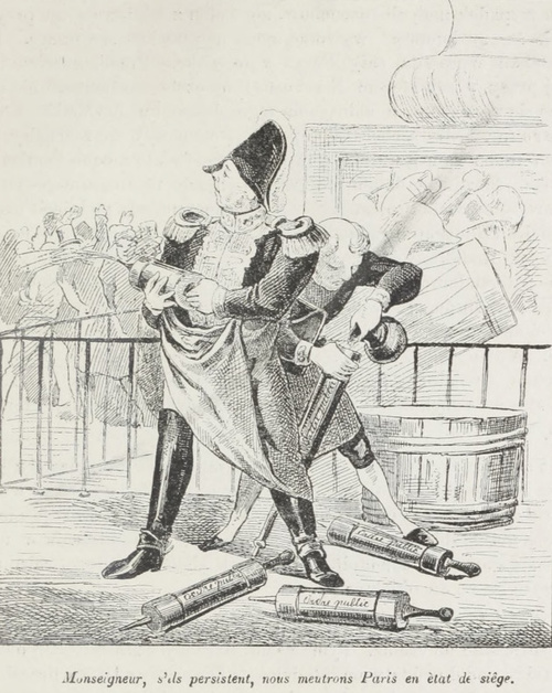 “Monseigneur, s’ils persistent nous meutrons Paris en etat de siege”. Karykatura na marszałka Marmont z 1830 roku.