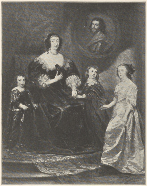 Katarzyna Manners Księżna Buckingham jako wdowa, z synami i córką. Portret Van Dycka z galeryi ks. Marlborough w zamku Blenheim, dziś własność spadkobierców baronowej Hirsch w Paryżu.