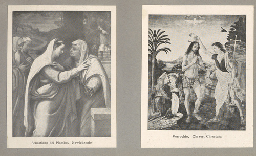 Verrochio. Chrzest Chrystusa / </span>Sebastiano del Piombo. Nawiedzenie