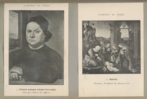 LORENZO DI CREDI: Nativité, <em>Florence, Académie des Beaux-Arts / </em></span>LORENZO DI CREDI: Portrait présumé d'André Verrocchio, <em>Florence, Musée des Offices</em>