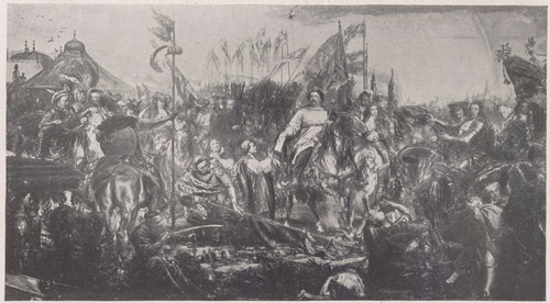 SOBIESKI POD WIEDNIEM. Obraz darowany w 1883 r. przez Matejkę Leonowi XIII. na pamiątkę dwuchsetnej rocznicy pogromu Turków pod Wiedniem. WŁASNOŚĆ KURJI APOSTOLSKIEJ (WATYKAN).