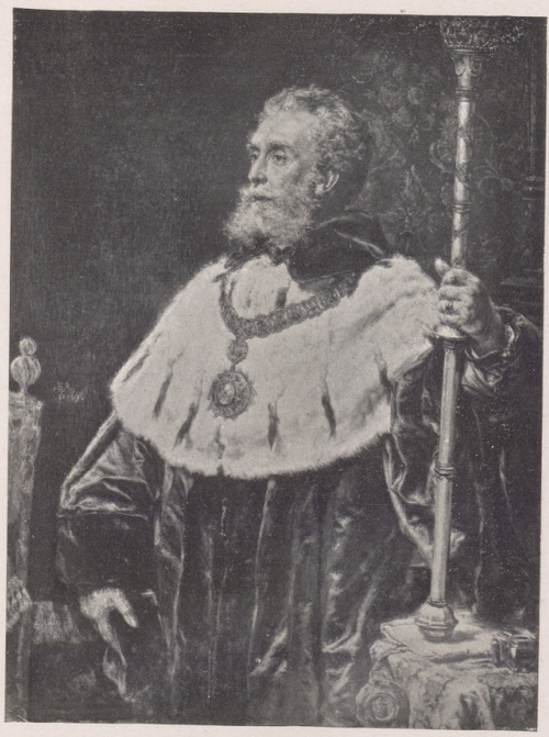 STANISŁAW HR. TARNOWSKI W STROJU REKTORA UNIWERSYTETU JAGIELLOŃSKIEGO. Portret malowany w 1890 roku, przedstawia Stanisława hr. Tarnowskiego w stroju rektora Wszechnicy Jagiellońskiej, spartego na berle rektorskiem. Własność Uniwersytetu Jagiellońskiego w Krakowie.