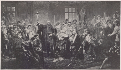 UNJA LUBELSKA. Obraz malowany w latach 1868-1869. Odznaczony wielkim złotym medalem na powsz. wystawie w Paryżu w 1878 roku. GMACH SEJMOWY WE LWOWIE.