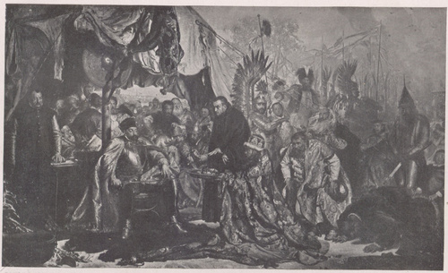 BATORY POD PSKOWEM. Obraz malowany w latach 1869-1872. ZBIORY BENEDYKTA HR. TYSZKIEWICZA W CZERWONYM DWORZE.