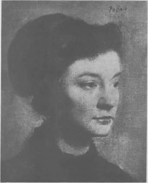 E. DEGAS (muz. Luxembourg). PORTRET MŁODEJ KOBIETY (około 1862, ol.).