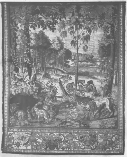 BRUXELLES XVI S. CHATEAU ROYAL DE CRACOVIE (POLOGNE). Nr. 14. Jedna z 48 werdiur, mających przedstawiać rozmnożenie się zwierząt po potopie. Une des 48 verdures, composant la série de la „multiplication des animaux après le Déluge“.