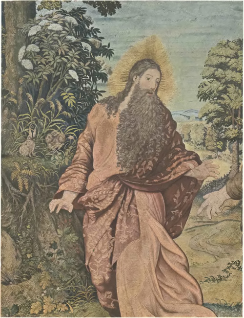 BRUXELLES CHATEAU ROYAL DE CRACOVIE (POLOGNE). Rozmowa Boga Ojca z Noem: Bóg Ojciec (szczegół). — Pièce septième de la série de la Genèse: Conversation de Dieu avec Noë (détail).