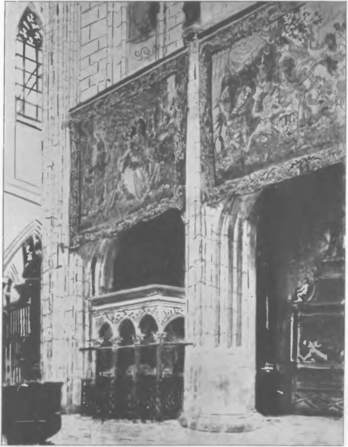 LEON WYCZÓŁKOWSKI, WNĘTRZE KATEDRY WAWELSKIEJ (litogr. ręcznie kolor., 1921.