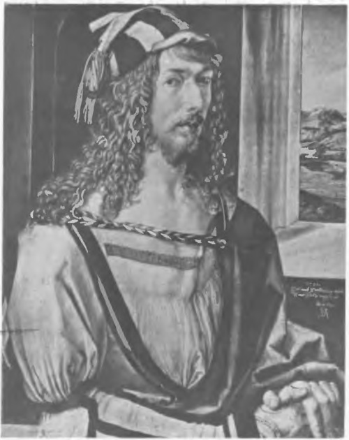 ALBRECHT DÜRER PORTRET WŁASNY (1471—1528) Z R. 1498 (Galeria Prado w Madrycie).