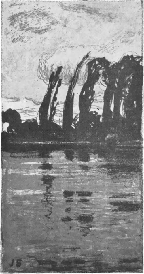 JAN STANISŁAWSKI, TOPOLE. (Autolitografia).