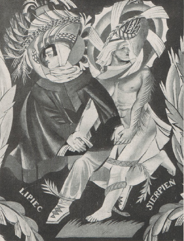 FRAGMENT OBRAZU W SALI HONOROWEJ PAWILONU POLSKIEGO NA WYSTAWIE PARYSKIEJ 1925. DECORATION DU SALON d ’h ONNEUR, PAVILLON POLONAIS, PARIS 1925. DETAIL.