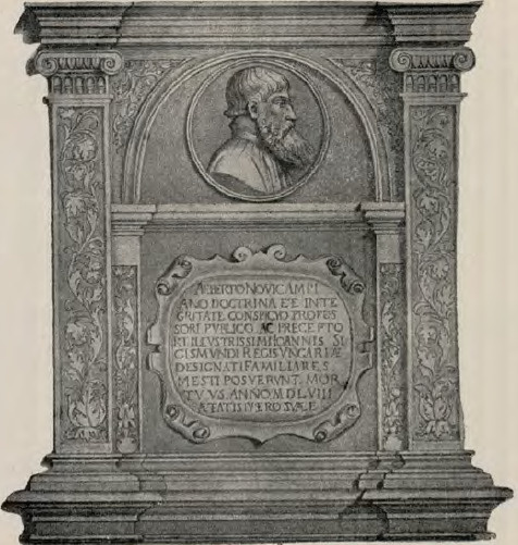 Fig. 106. Nagrobek Nowopolskiego w krużgankach klasztoru OO. Dominikanów w Krakowie.