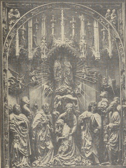 Fig. 47. Wit Stwórz. Wielki ołtarz w kościele N. M, P. w Krakowie (Fragment: Zaśnięcie N. P. Marji).