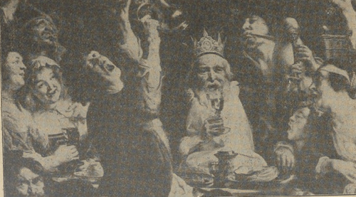 Fig. 18. Jordaens. Król migdałowy (fragment). (Muzeum w Brukseli).