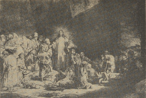 Fig. 23. Rembrandt. Chrystus, uzdrawiający chorych. (Akwaforta)