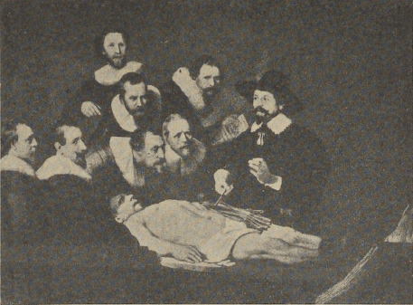 Fig. 24. Rembrandt, Lekcja anatomji. (Muzeum w Hadze).