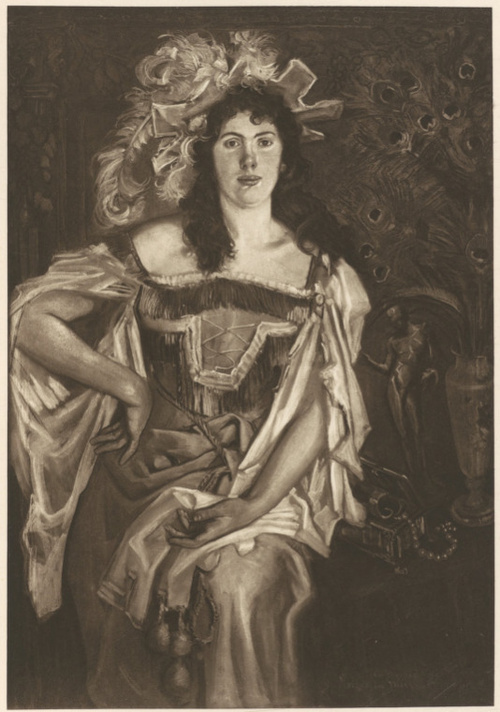 Portret H. Leszczyńskiej w roli Katarzyny w „Poskromieniu Złośnicy” Szekspira. Pastel, (r. 1894). Własność Tow. Zachęty sztuk pięknych w Warszawie.