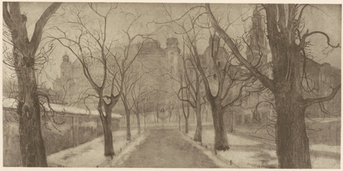 Planty z Widokiem na Wawel. oł. (r. 1894). Własność prof. dr. Juljana Nowaka w Krakowie.