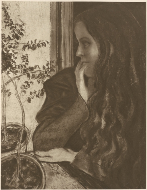 Dziewczynka z Mirtem. Pastel. (r. 1895). Własność Edwarda Natansona w Warszawie.