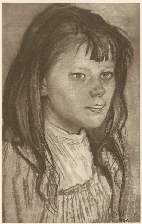Głowa Dziewczynki. Pastel, (r. 1895). Własność prof. dr. Jana Kasprowicza we Lwowie.