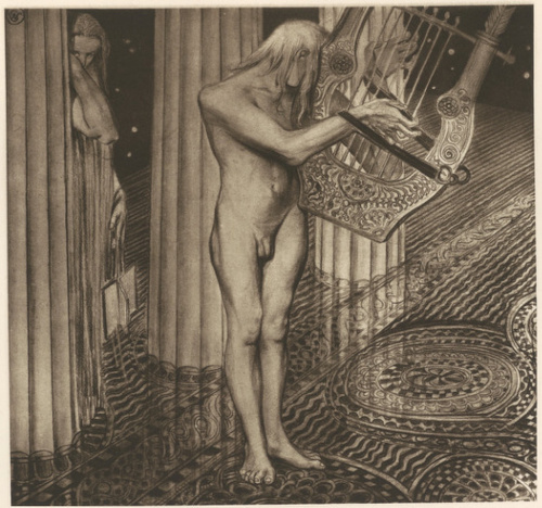 Apollo i Melpomene (ILJADA) Rys. czarną kredką, (r. 1897?). Własność Włodzimierza Żuławskiego w Krakowie.