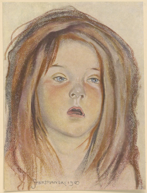 Główka Helenki. Pastel, (r. 1900). Własność Muzeum Narodowego w Krakowie.