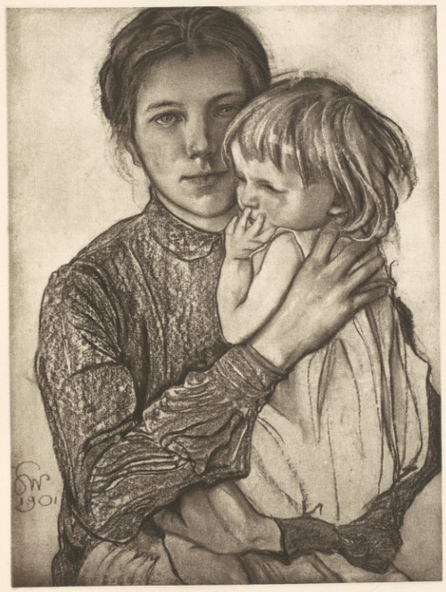 Kobieta Z Dziewczynką. Pastel, (r. 1901). Własność Marji Reicherowej w Warszawie.