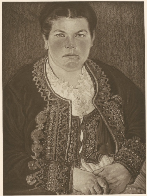 Portret Żony Artysty. Pastel, (r. 1902). Własność Tow. Zachęty Sztuk Pięknych w Warszawie.