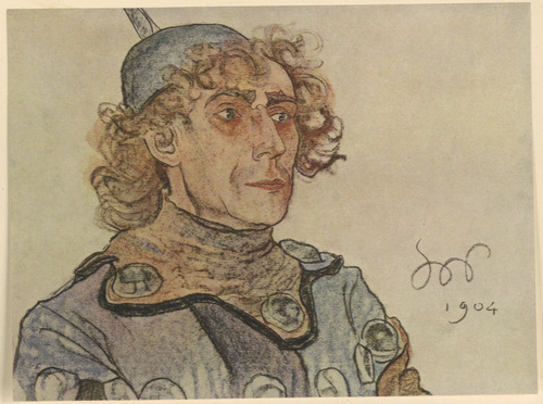 L. Solski jako “Strażnik” w Dramacie L. Staffa „Skarb” Pastel, (r. 1904). Własność Ludwika Solskiego w Warszawie.