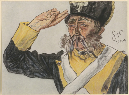 L. Solski jako Stary Wiarus w “Warszawiance”. Pastel, (r. 1904). Własność Ludwika Solskiego w Krakowie.