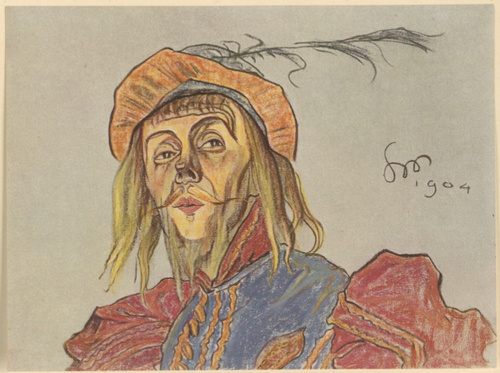 L. Solski jako “Chudogęba” w „Wieczorze Trzech Króli” Szekspira. Pastel, (r. 1904). Własność Ludwika Solskiego w Warszawie.