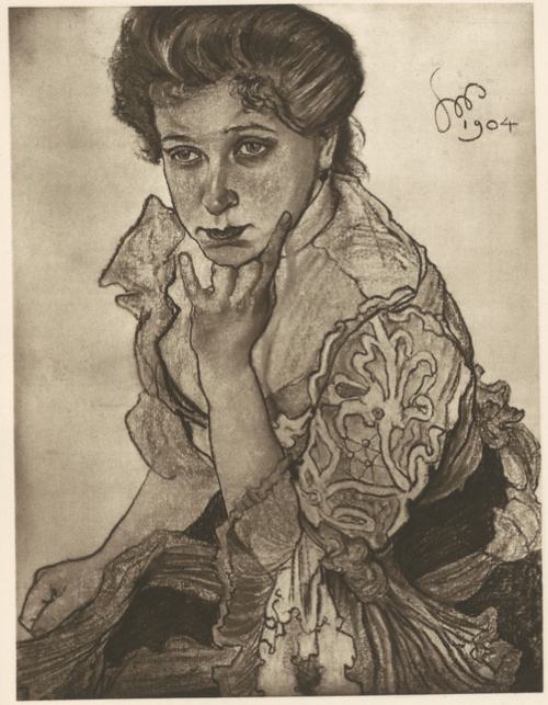 Portret P. Leonowej Sternbachowej. Pastel, (r. 1904). Własność prof. dr. L. Sternbacha w Krakowie.