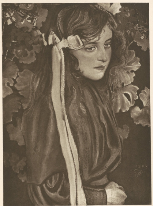 Portret Lizy Pareńskiej. Pastel, (r. 1905). Własność rodziny ś. p. L. Leszczyńskiej w Krakowie.
