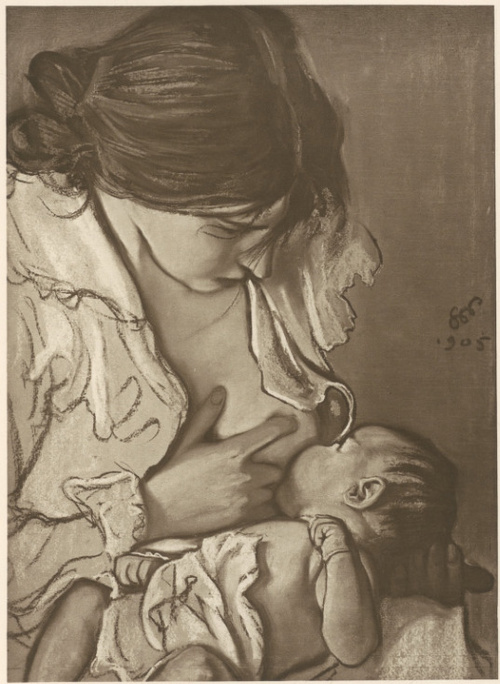 Macierzyństwo. Pastel, (r. 1905). Własność Zygmunta Kuczyńskiego w Krakowie.