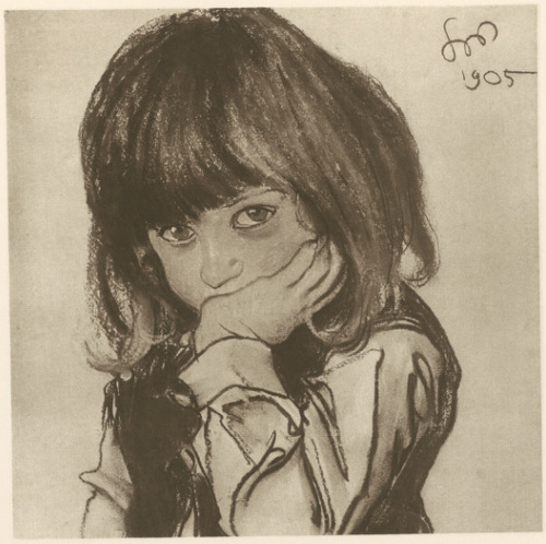 Główka Dziecka. Pastel, (r. 1905). Własność W. Feldmanowej w Krakowie.