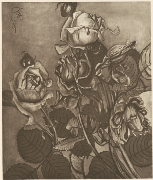 RÓŻE. Studjum do polichromii w krakowskiem Tow. lekarskiem. Pastel (r. 1905). Własność Marji Jasieńskiej we Lwowie.