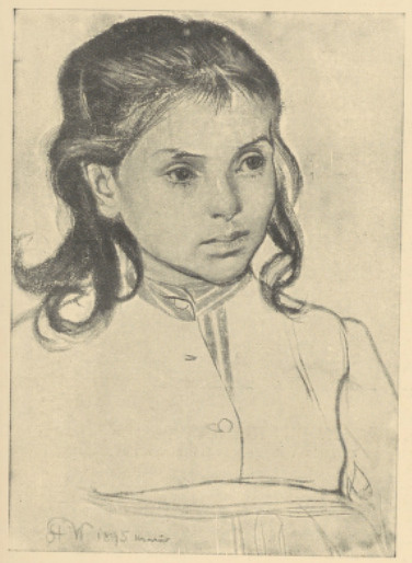 Głowa Dziewczynki (Pastel) 1895. (Ze Zbiorów E. Hr. Raczyńskiego w Rogalinie)
