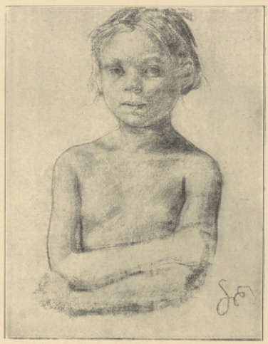 Półakt Dziewczynki (Rys. Węgl.) 1898. (Muzeum Narodowe w Warszawie)