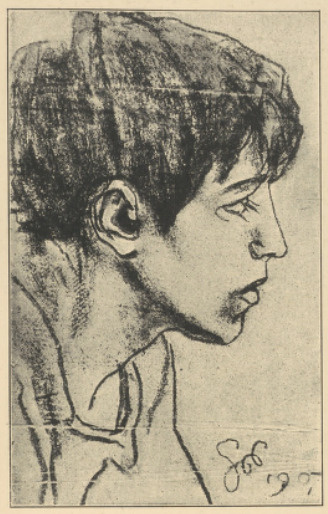 Profil Dziewczynki (rys. węgl.) 1907. (Ze Zbiorów E. Hr. Raczyńskiego, Rogalin)