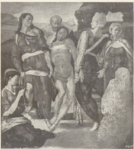 Złożenie do grobu. Obraz malowany na drzewie. Londyn, National Gallery. (Fot. Hanfstaengl.)
