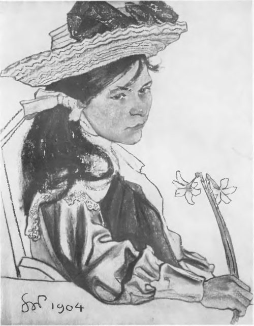 ST. WYSPIAŃSKI DZIEWCZĘ Z NARCYZEM (pastel. 1904). (Ze zbiorów p. J. Hermana. Warszawa).