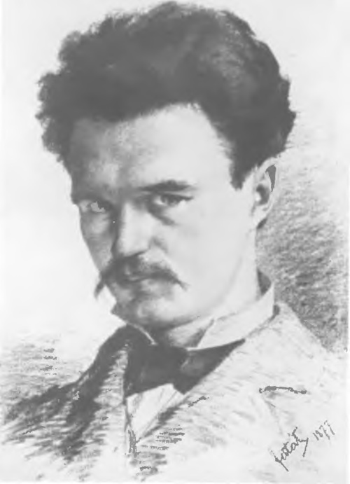 JULIAN FAŁAT, PORTRET WŁASNY (rysunek. 1877) (Wł. p. K. Niemczewski e.i. Warszawa).