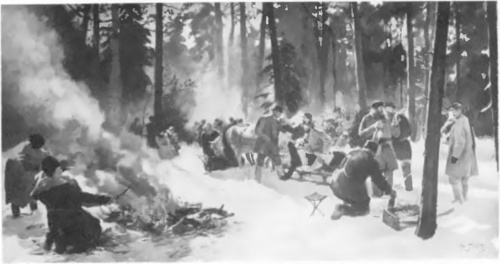 JULJAN FAŁAT (Wł. Andrzejowej hr. Potockiej. Krzeszowiec) PRZY OGNISKU (gwasz. 1894).