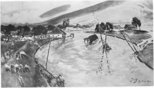 JULIAN FAŁAT, POWÓDŹ (akwarela. 1916).